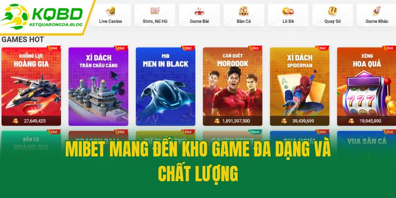 Mibet mang đến kho game đa dạng và chất lượng